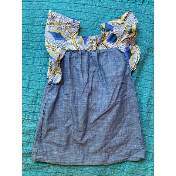 Anthem of the Ants Chambray Dress ~ Ruffle Sleeve Abstract Print Dress ~ Sz 3 3T - Picture 3 of 8